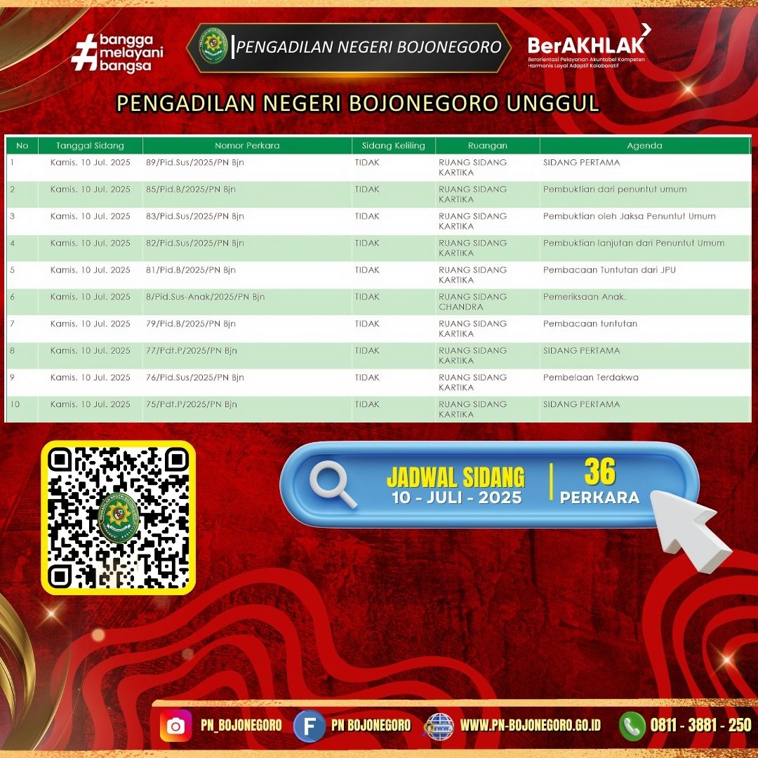 JADWAL SIDANG 10 JULI 2025