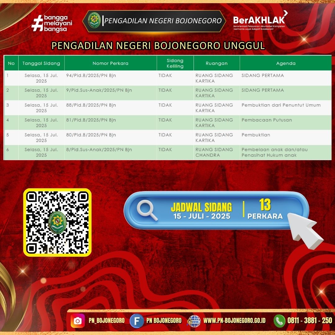 JADWAL SIDANG 15 JULI 2025