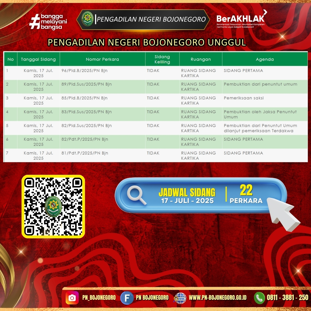 JADWAL SIDANG 17 JULI 2025