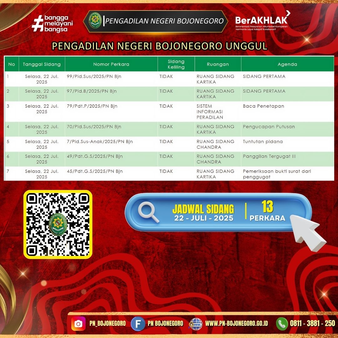 JADWAL SIDANG 22 JULI 2025